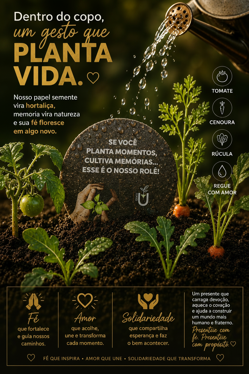 Mãos plantando o papel semente
